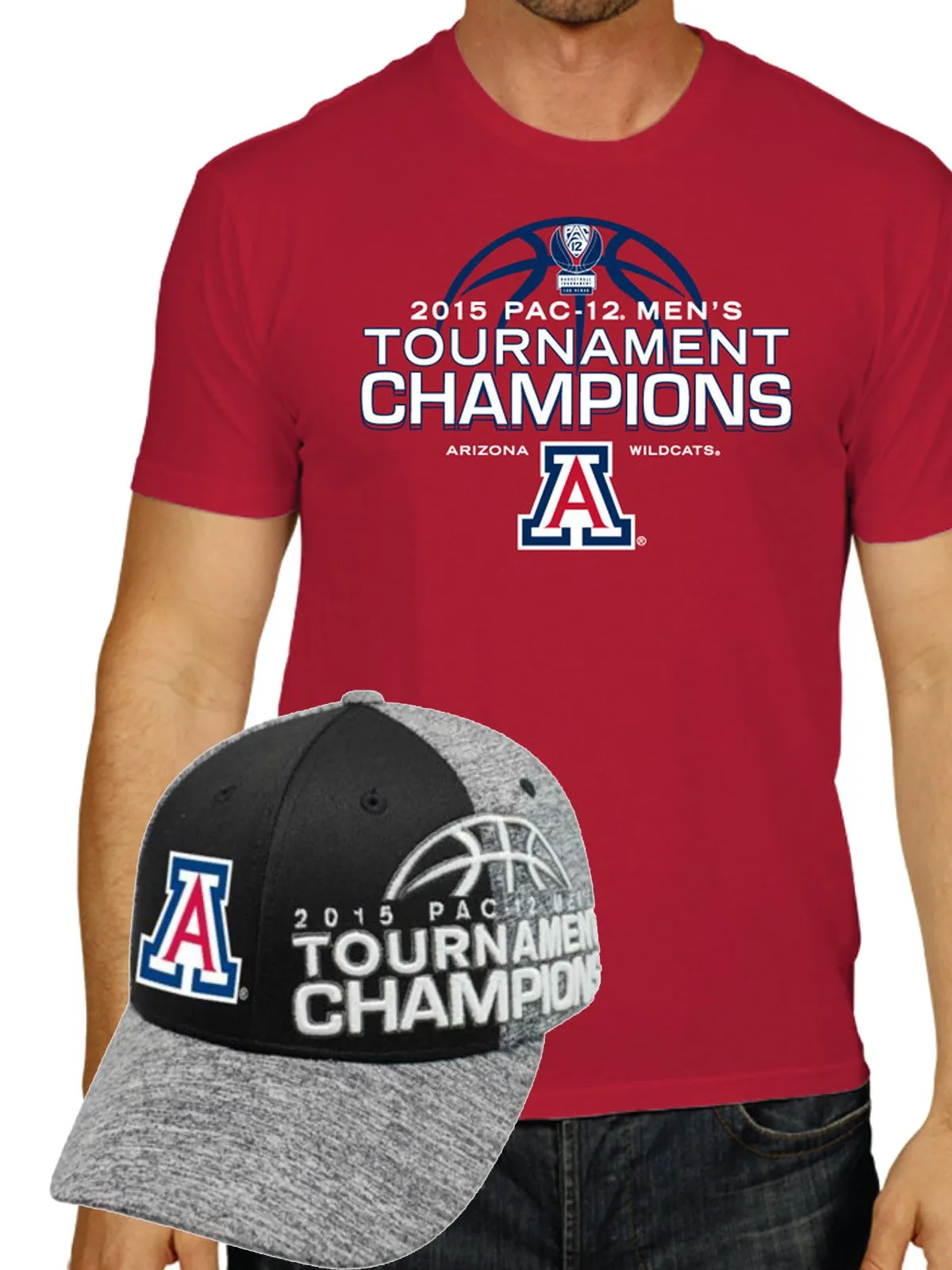 Arizona Wildcats 2015 Pac-12 Tournament Bball Champs Locker Room Shirt Hat