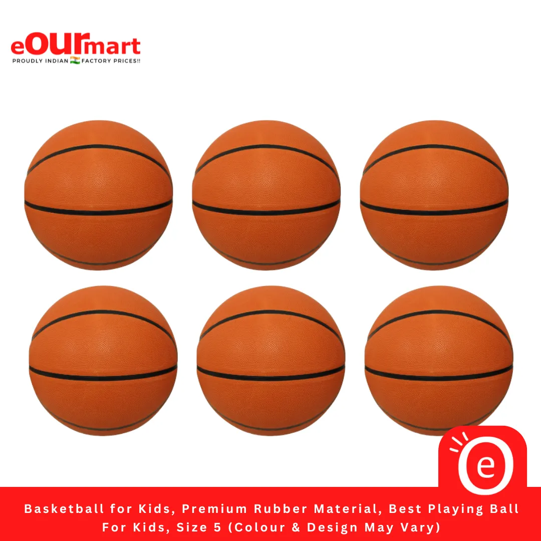 Basketball for Kids, Premium Rubber Material, Best Playing Ball For Kids, Size 5 No. (Colour & Design May Vary)