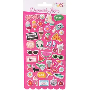 Damask Love Life's a Party Mini Puffy Stickers