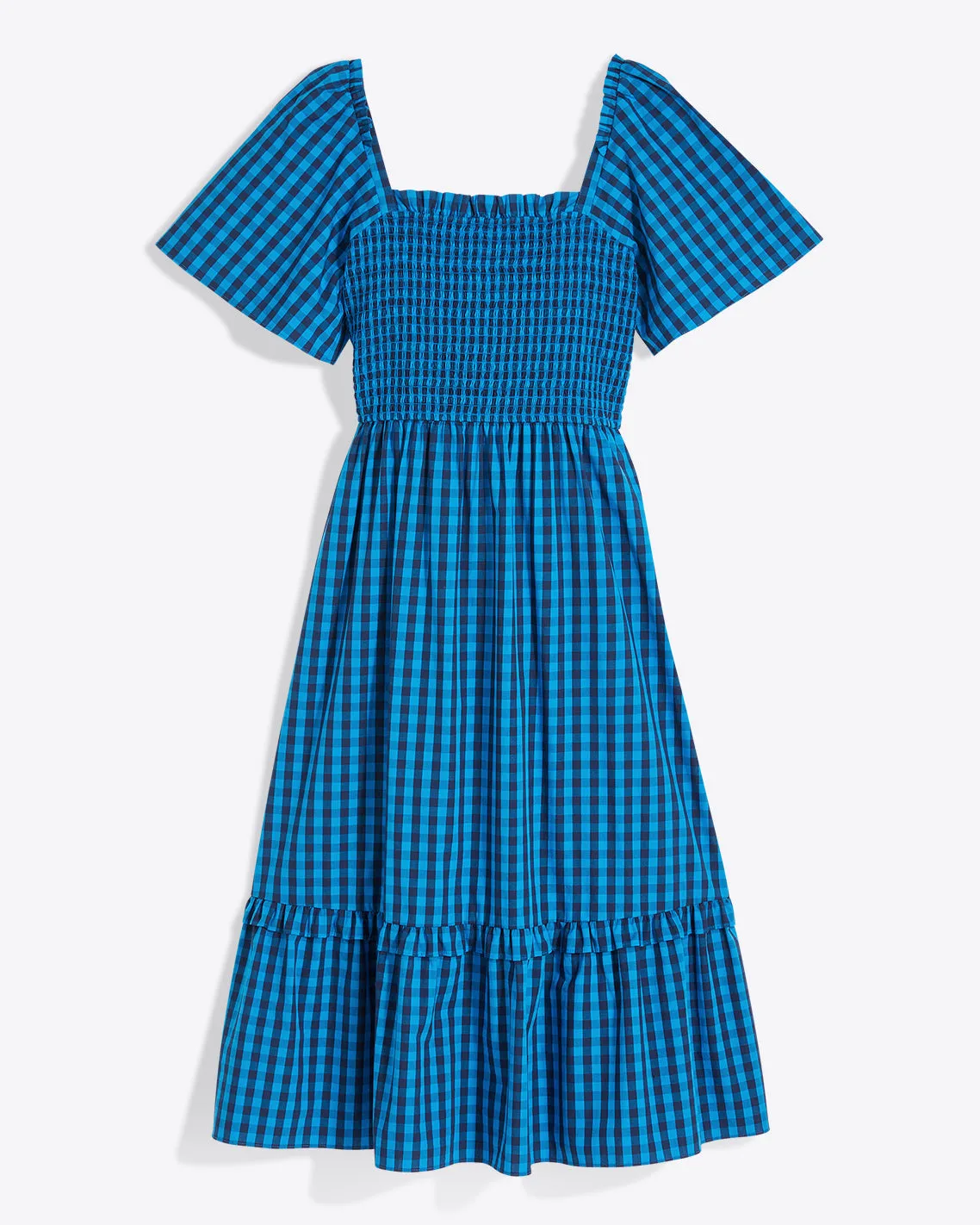 Deana Smocked Dress in Blue Gingham