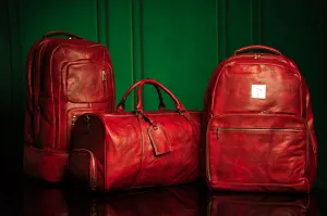 Maroon Luciano Leather 3 Bag Set