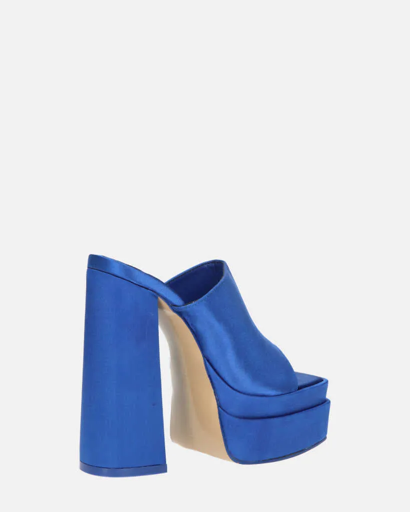 PHILOMENA - sandali platform con tacco alto in lycra blu