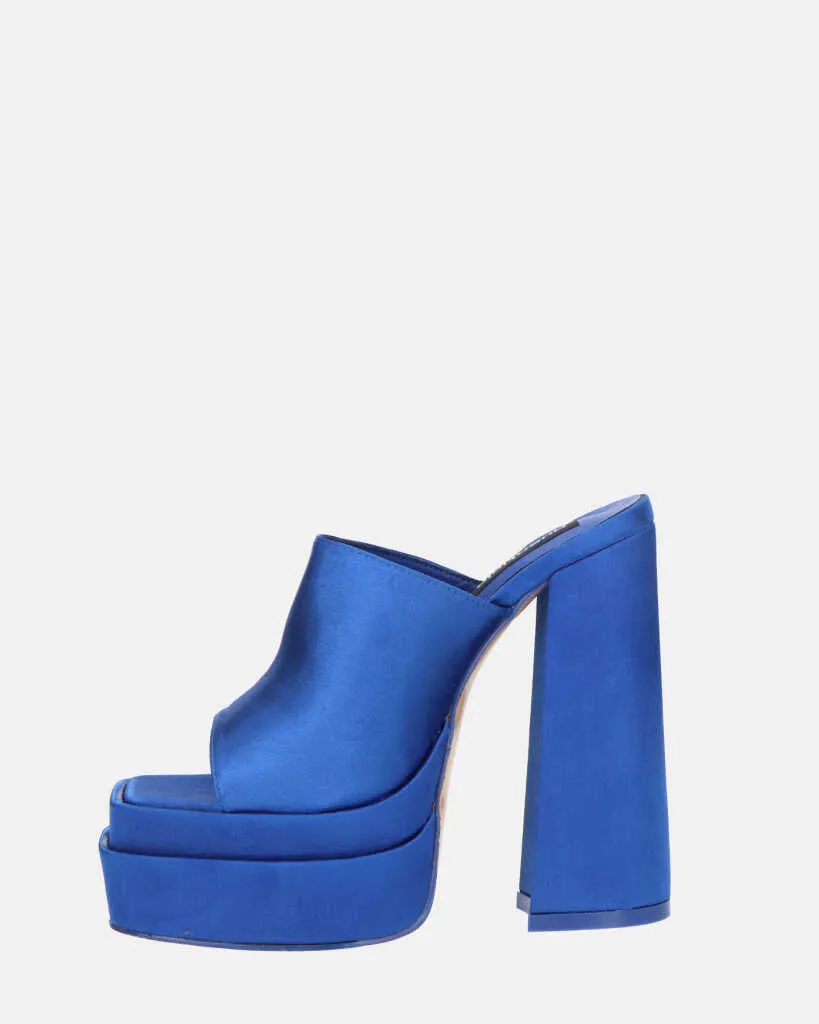 PHILOMENA - sandali platform con tacco alto in lycra blu