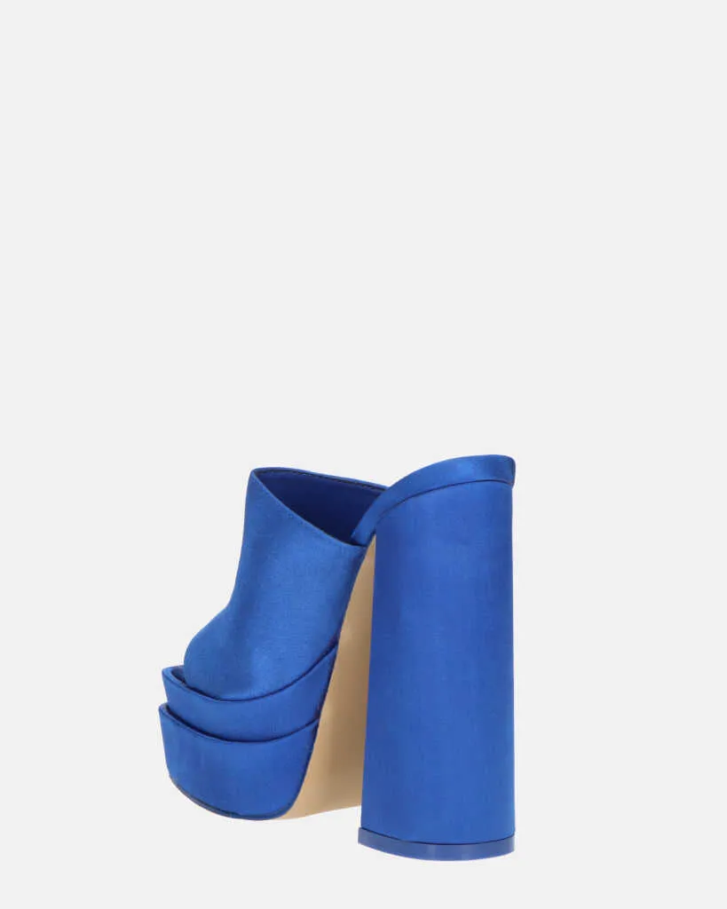 PHILOMENA - sandali platform con tacco alto in lycra blu