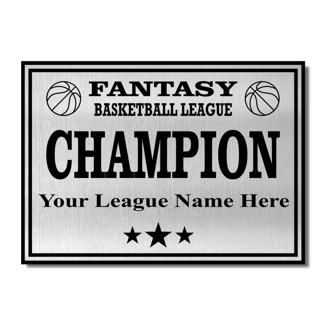 Square Base Basketball / Fantasy Basketball League Plate - Silver