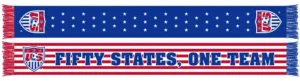 USA Soccer Ruffneck Stars Stripes 50 States, One Team Knit Acrylic Scarf 7"x60"