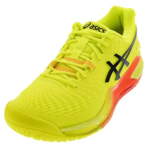 Womens Gel-Resolution 9 Paris Tennis Shoes Safety Yellow and Black